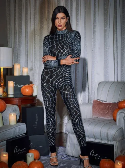 Teah Long Sleeve Cobweb Jumpsuit