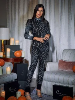 Teah Long Sleeve Cobweb Jumpsuit