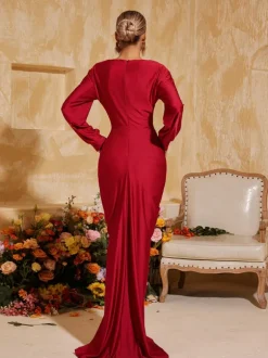 Terrell Long Sleeve Twisted Cutout Maxi Dress