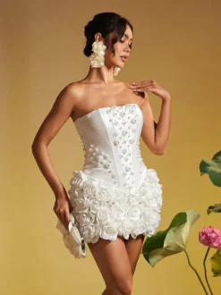 Thaddai Flower Pearl Crystal Skirt Set