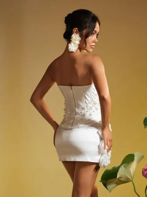 Thaddai Flower Pearl Crystal Skirt Set