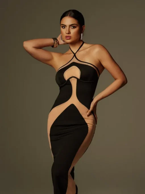 Thaliacea Halterneck Maxi Dress