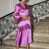 Thandie Glitter Fringe Satin Dress