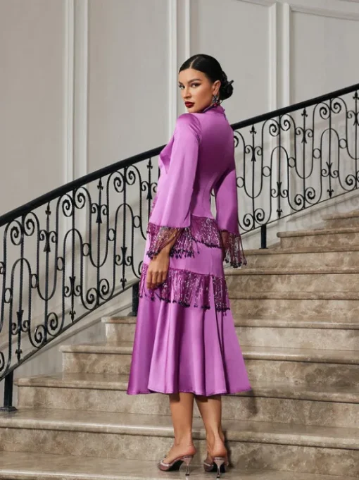 Thandie Glitter Fringe Satin Dress