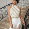 Thara Backless Faux Fur Top