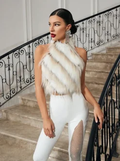 Thara Backless Faux Fur Top
