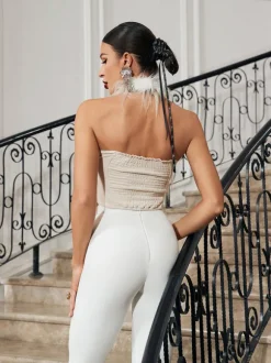 Thara Backless Faux Fur Top