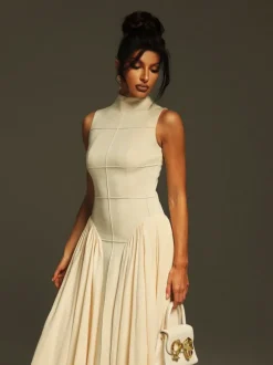 Thota Sleeveless Ruced Midi Dress