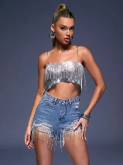Tiera Spaghetti Fringe Chainmail Top