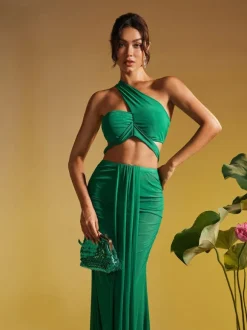 Tilly Draped Mesh Skirt Set