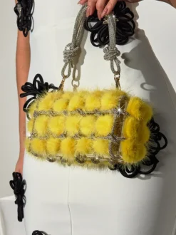 Tristano Faux Fur Crystal Bag