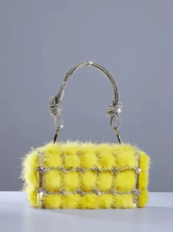Tristano Faux Fur Crystal Bag