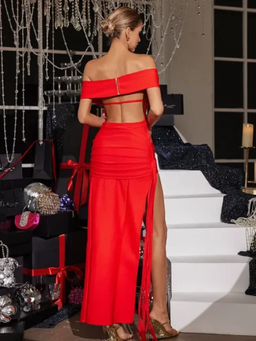 Trixie Off Shoulder Cutout Bandage Maxi Dress