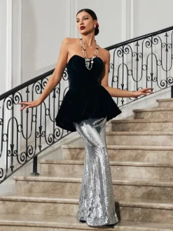 Trudy Strapless Velvet Mermaid Maxi Dress
