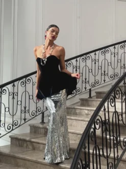 Trudy Strapless Velvet Mermaid Maxi Dress