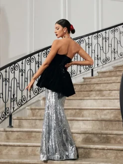 Trudy Strapless Velvet Mermaid Maxi Dress