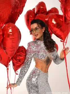 Vargas Rhinestone Sequin Fringe Skirt Set