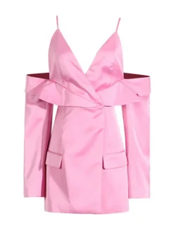 Vila Plunge Draped Satin Blazer