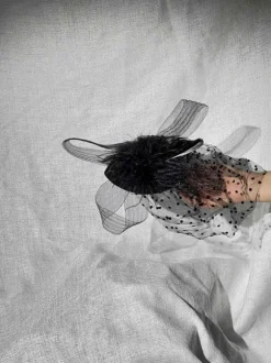 Vlad Feather Mesh Cocktail Hat In Black