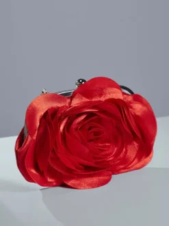 Wells Red Flower Satin Clutch