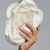 Wells White Flower Satin Clutch