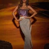 Winslow Mesh Diamond Split Skirt In White