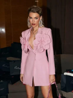 Wiwi Flower Embellished Blazer Dress