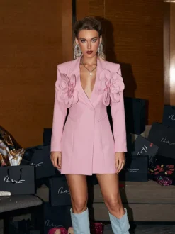 Wiwi Flower Embellished Blazer Dress