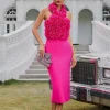 Wryssa Halterneck Flower Bandage Midi Dress