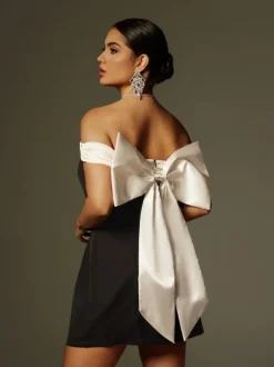 Xylia Off Shoulder Bow Mini Dress