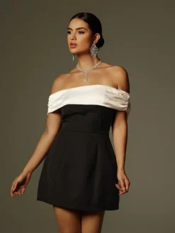 Xylia Off Shoulder Bow Mini Dress