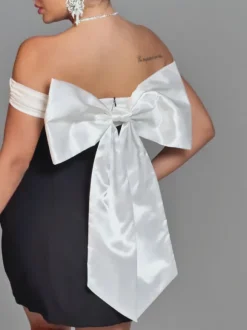 Xylia Off Shoulder Bow Mini Dress
