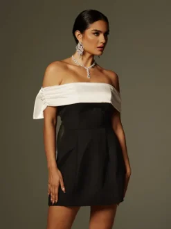 Xylia Off Shoulder Bow Mini Dress