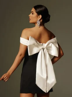 Xylia Off Shoulder Bow Mini Dress