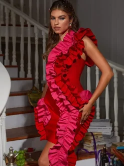 Yemi One Shoulder Ruched Bandage Dress