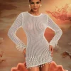 Yorick Long Sleeve Knit Mini Dress In White