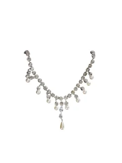 Zala Crystal Pearl Fringe Necklace