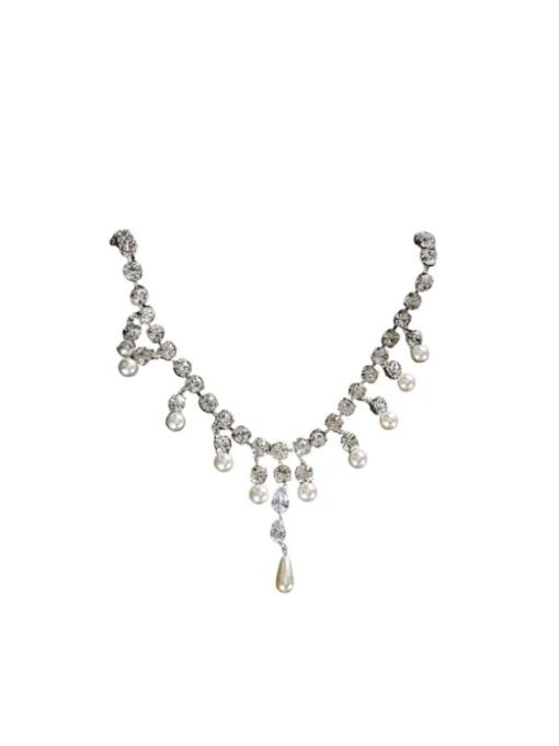 Zala Crystal Pearl Fringe Necklace