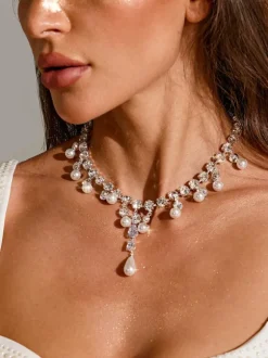 Zala Crystal Pearl Fringe Necklace