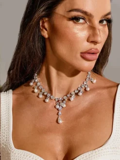 Zala Crystal Pearl Fringe Necklace