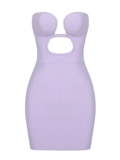 Zander Strapless Cutout Bandage Dress In Lilac