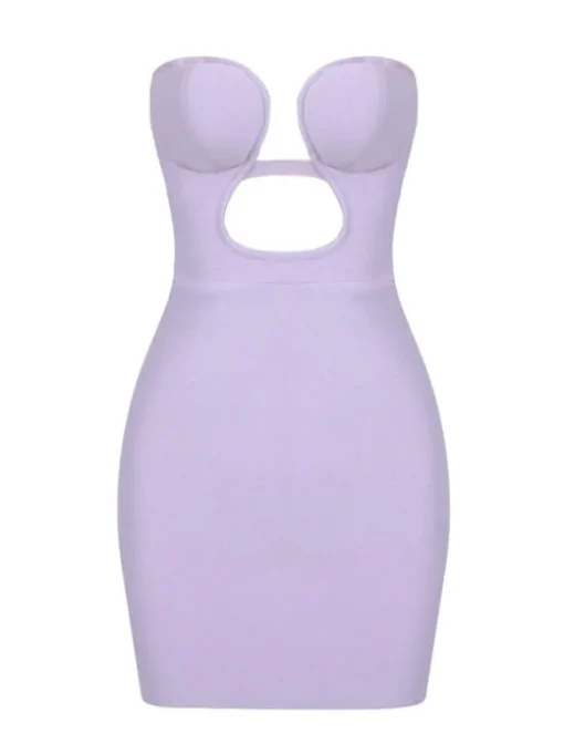 Zander Strapless Cutout Bandage Dress In Lilac