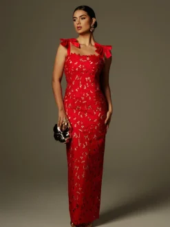 Zerrin Bow Floral Maxi Dress