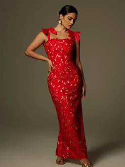 Zerrin Bow Floral Maxi Dress