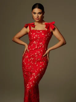Zerrin Bow Floral Maxi Dress