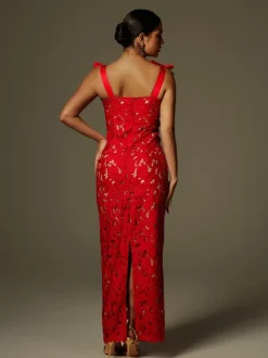 Zerrin Bow Floral Maxi Dress