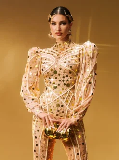 Zylar Long Sleeve Embellished Jumpsuit