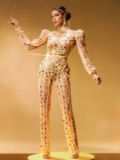 Zylar Long Sleeve Embellished Jumpsuit
