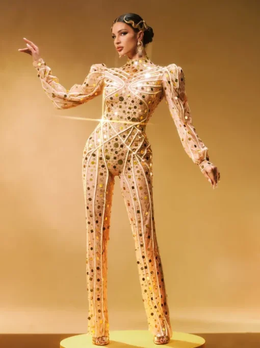 Zylar Long Sleeve Embellished Jumpsuit